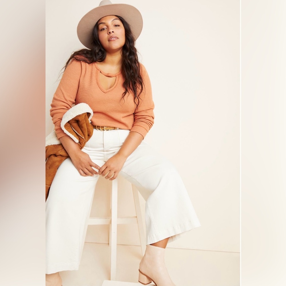 ANTHROPOLOGIE T. La Nadia Cut-Out Waffle Tunic - Picture 3 of 12